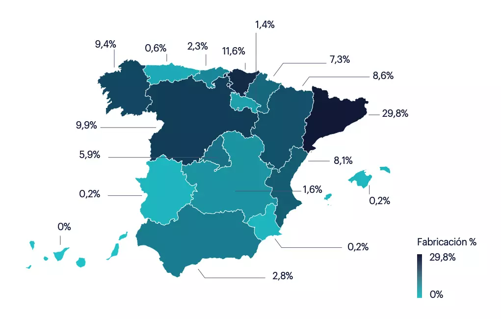 Mapa ocupados en el sector de Fabricación de vehículos