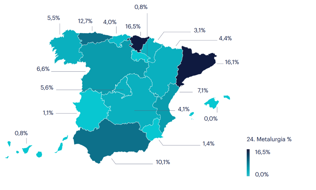 Mapa de ocupados en Metalurgia