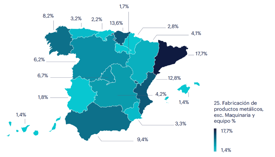 Mapa de ocupados en Fabricación de productos metálicos